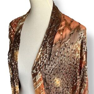 Simply Silk Beaded Animal Print Kimono Jacket OS Boho Luxe